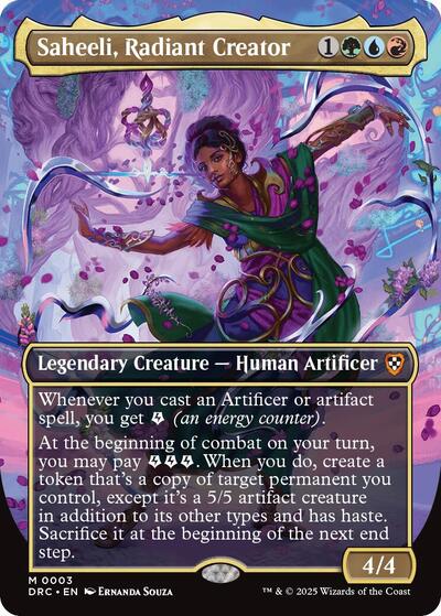 Saheeli, Radiant Creator (Borderless) (Commander: Aetherdrift) Light Play Foil