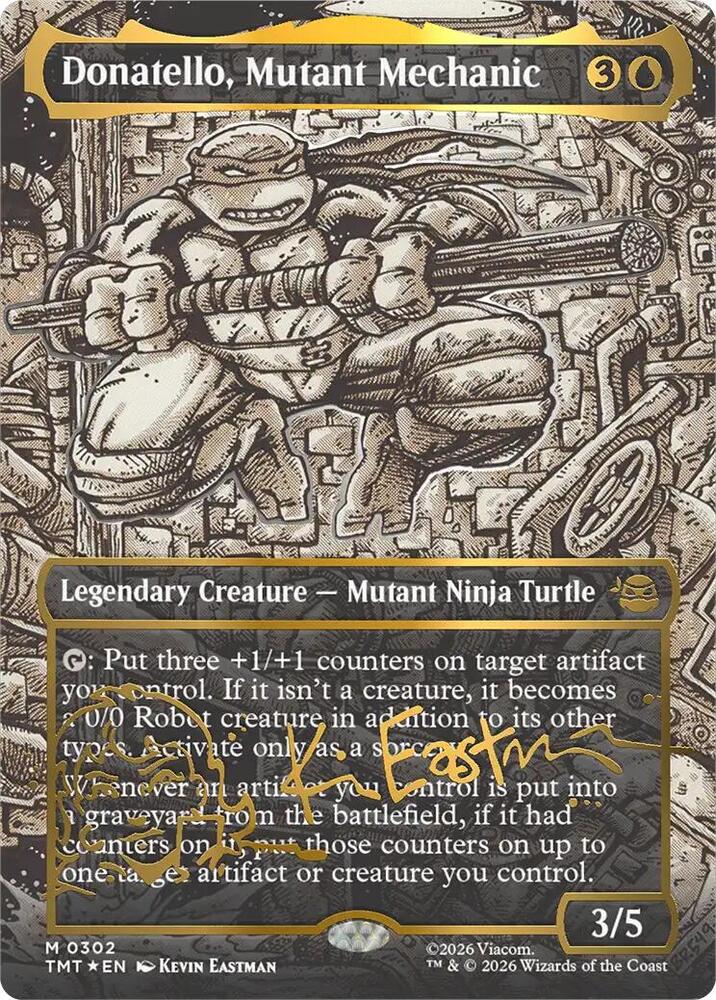 Donatello, Mutant Mechanic (Borderless) (Gold-Stamped Signature) (Teenage Mutant Ninja Turtles) Near Mint Foil