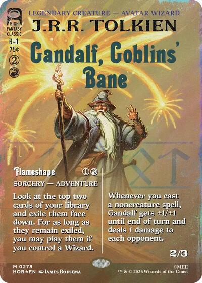 Gandalf, Goblins' Bane (Borderless) (Surge Foil) (The Hobbit) Near Mint Foil