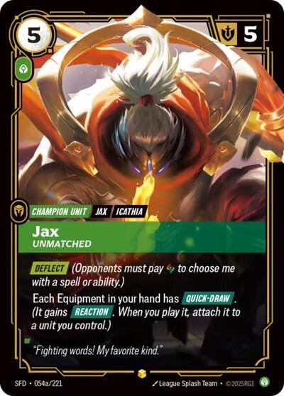 Jax Unmatched (Alternate Art) (Spiritforged) Near Mint Foil