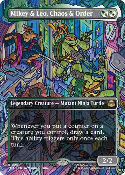 Mikey & Leo, Chaos & Order (Borderless) (Teenage Mutant Ninja Turtles) Near Mint Foil