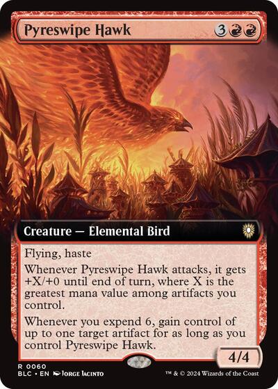 Pyreswipe Hawk (Extended Art) (Commander: Bloomburrow) Near Mint