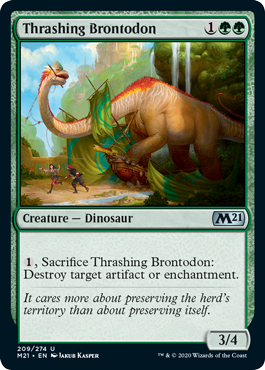 Thrashing Brontodon (Magic 2021 Core Set) Near Mint Foil
