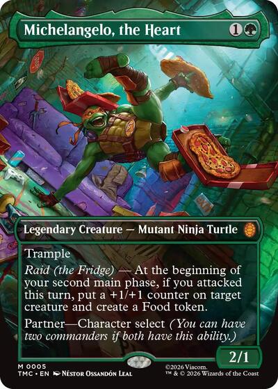 Michelangelo, the Heart (Borderless) (Commander: Teenage Mutant Ninja Turtles) Near Mint Foil