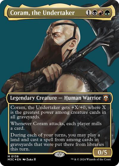 Coram, the Undertaker (Borderless) (Ripple Foil) (Commander: Modern Horizons 3) Near Mint Foil
