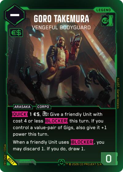 Goro Takemura Vengeful Bodyguard (Rare) (Welcome to Night City - Beta) Near Mint Foil