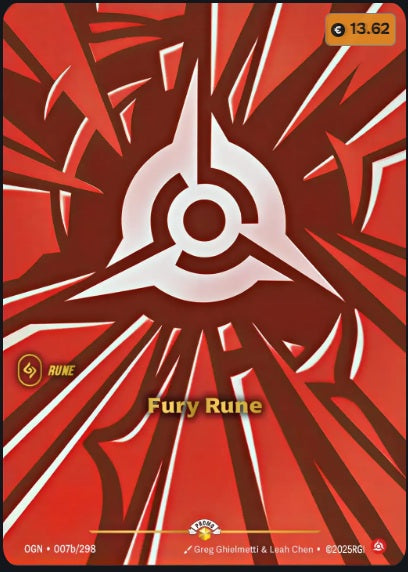 Fury Rune (Riftbound Organized Play Promotional Cards) Near Mint Foil