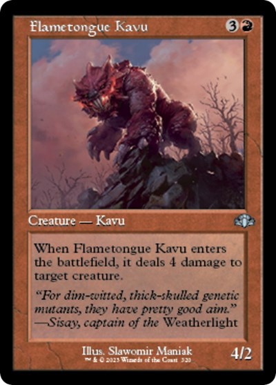 Flametongue Kavu (Retro Frame) (Dominaria Remastered) Light Play Foil