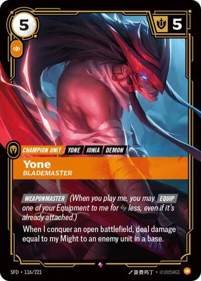 Yone Blademaster (Spiritforged) Near Mint Foil
