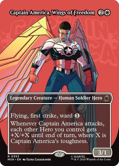 Captain America, Wings of Freedom (Borderless) (Marvel Super Heroes) Near Mint Foil