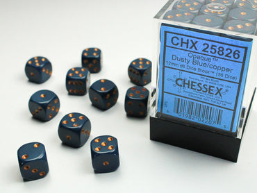 Chessex Opaque Dusty Blue/Copper - 12mm d6 Dice Block (36 Dice)