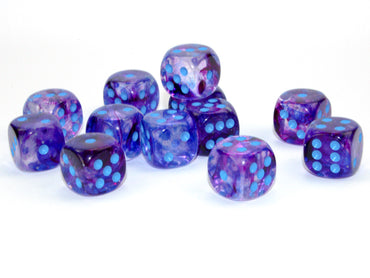 Chessex Nebula Nocturnal/Blue - 16mm d6 Dice Block (12 Dice)