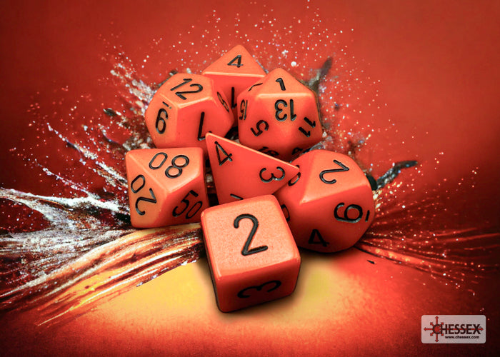 Chessex Opaque Orange/Black - Polyhedral 7-Die Set