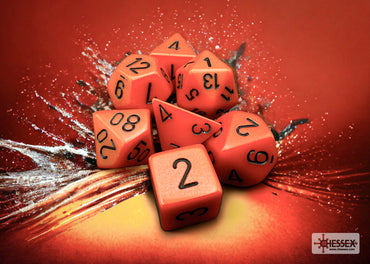 Chessex Opaque Orange/Black - Polyhedral 7-Die Set