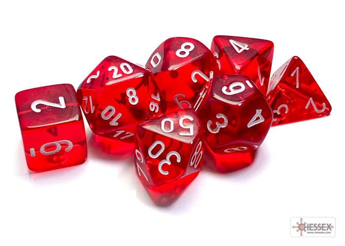 Chessex Translucent Red/White - Polyhedral 7-Die Set