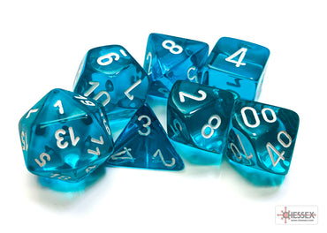 Chessex Translucent Teal/White - Polyhedral 7-Die Set