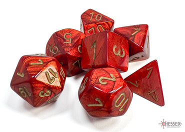 Chessex Scarab Scarlet/Gold - Polyhedral 7-Die Set