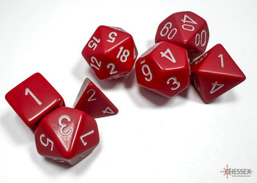 Chessex Opaque Red/White - Polyhedral 7-Die Set