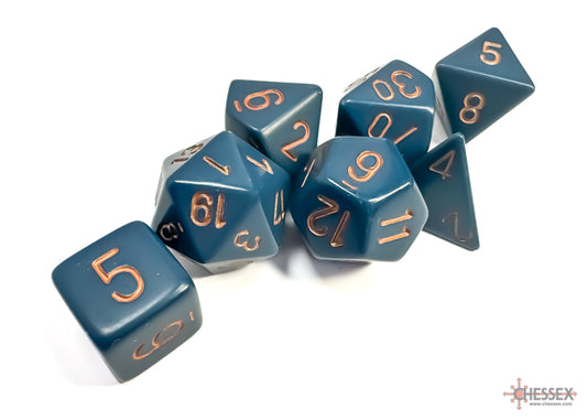 Chessex Opaque Dusty Blue/Copper - Polyhedral 7-Die Set