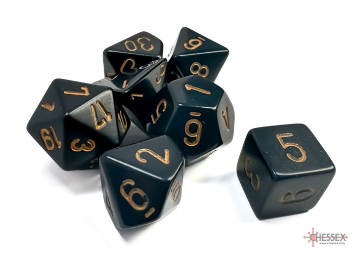 Chessex Opaque Black/Gold - Polyhedral 7-Die Set