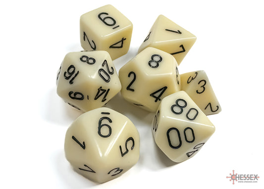 Chessex Opaque Ivory/Black - Polyhedral 7-Die Set