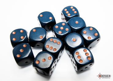 Chessex Opaque Dusty Blue/Copper - 16mm d6 Dice Block (12 Dice)