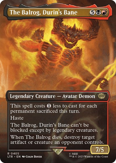 The Balrog, Durin's Bane (Borderless) (Universes Beyond: The Lord of the Rings: Tales of Middle-earth) Light Play Foil