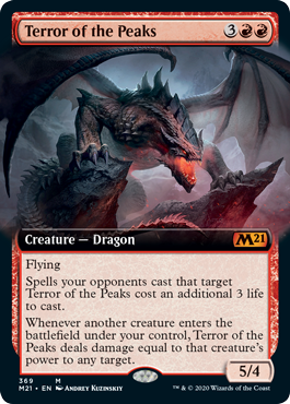 Terror of the Peaks (Extended Art) (Magic 2021 Core Set) Light Play Foil
