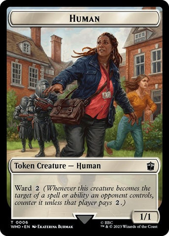 Human (0006) / Clue (0022) Double-Sided Token (Universes Beyond: Doctor Who) Near Mint Foil