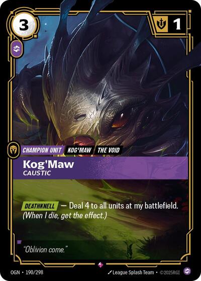 Kog'Maw Caustic (Origins) Near Mint Foil