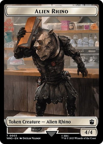 Alien Rhino / Alien Salamander Double-Sided Token (Universes Beyond: Doctor Who) Near Mint Foil