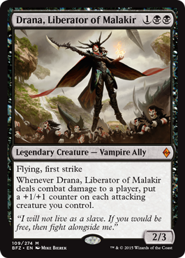 Drana, Liberator of Malakir (Battle for Zendikar) Light Play