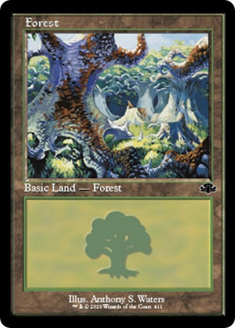 Forest (411) (Retro Frame) (Dominaria Remastered) Near Mint