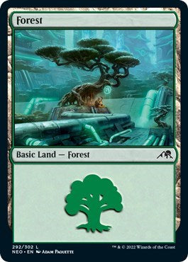 Forest (292) (Kamigawa: Neon Dynasty) Near Mint Foil