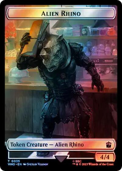 Alien Rhino / Mutant Double-Sided Token (Surge Foil) (Universes Beyond: Doctor Who) Near Mint Foil
