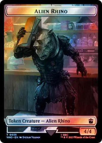 Alien Rhino / Mutant Double-Sided Token (Surge Foil) (Universes Beyond: Doctor Who) Near Mint Foil