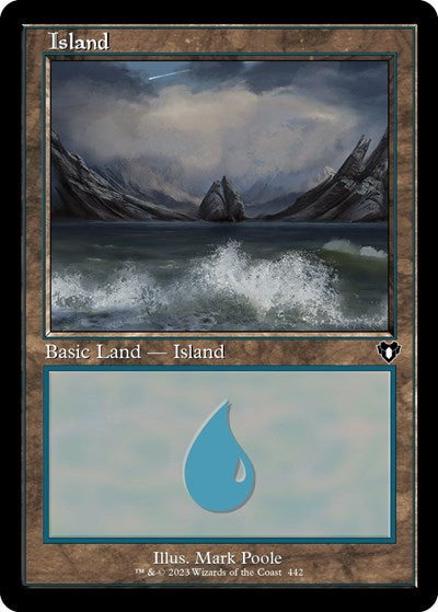 Island (442) (Retro Frame) (Commander Masters) Near Mint Foil