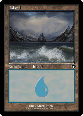 Island (442) (Retro Frame) (Commander Masters) Near Mint Foil