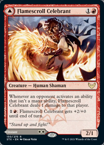 Flamescroll Celebrant / Revel in Silence (Strixhaven) Near Mint