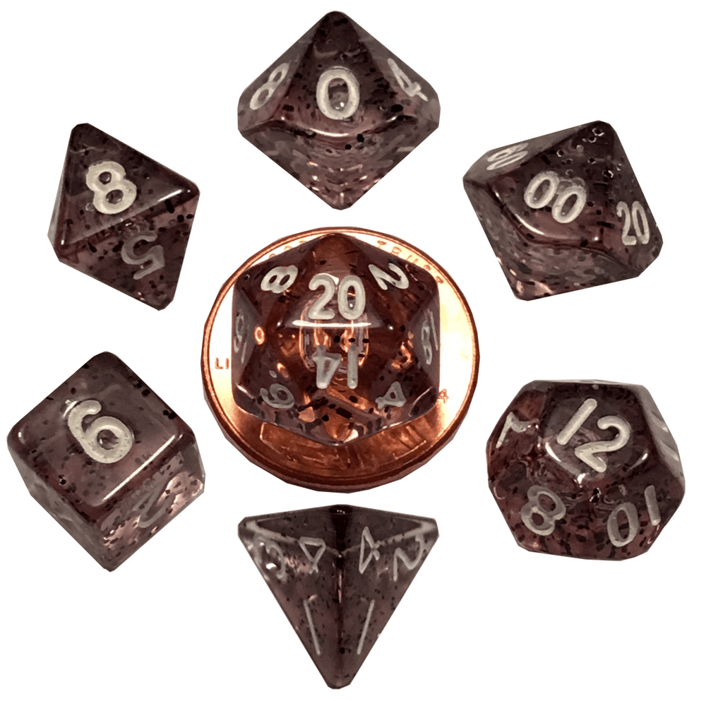MDG: Mini 7 Dice Polyhedral Set: Ethereal Black (10mm)