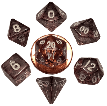 MDG: Mini 7 Dice Polyhedral Set: Ethereal Black (10mm)