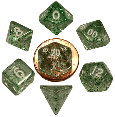 MDG: Mini 7 Dice Polyhedral Set: Ethereal Green (10mm)