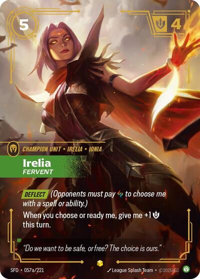 Irelia Fervent (Alternate Art) (Spiritforged) Near Mint Foil