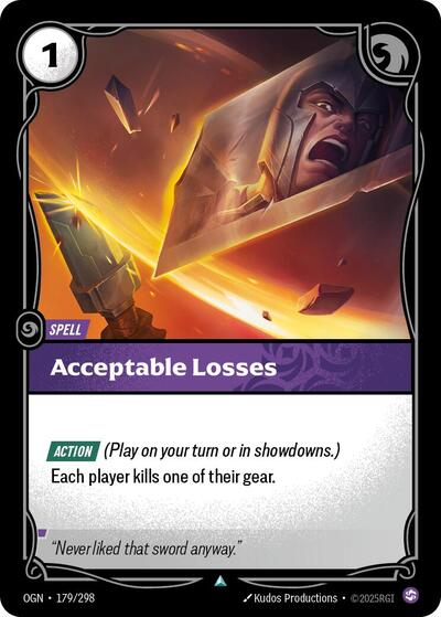 Acceptable Losses (Origins) Near Mint Foil