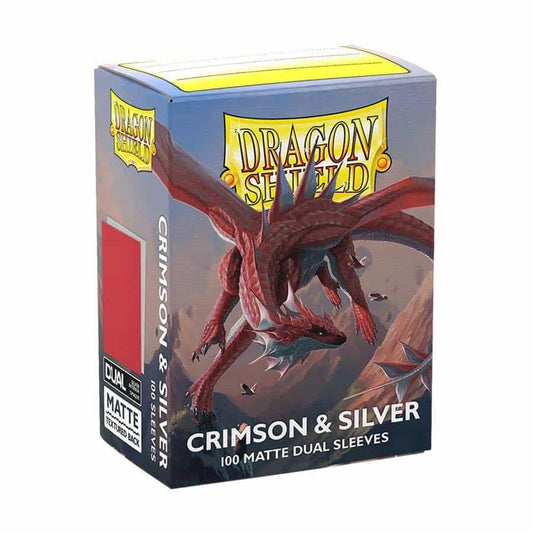 Dragon Shield Dual Matte Standard Sleeves - Crimson & Silver (100 Pack)