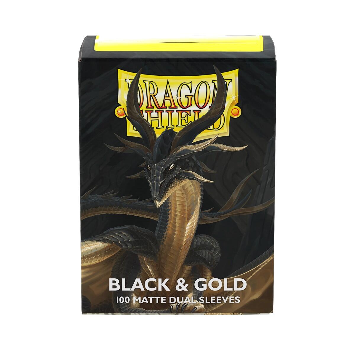 Dragon Shield Dual Matte Standard Sleeves - Black & Gold (100-Pack)
