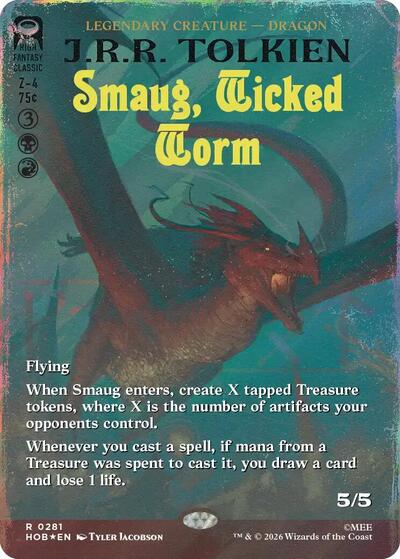 Smaug, Wicked Worm (Borderless) (Surge Foil) (The Hobbit) Near Mint Foil