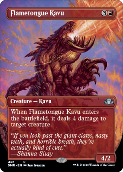Flametongue Kavu (Borderless) (Dominaria Remastered) Near Mint Foil