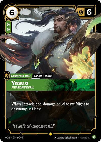 Yasuo Remorseful (Alternate Art) (Origins) Near Mint Foil