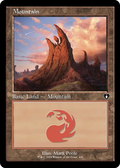 Mountain (448) (Retro Frame) (Commander Masters) Light Play Foil